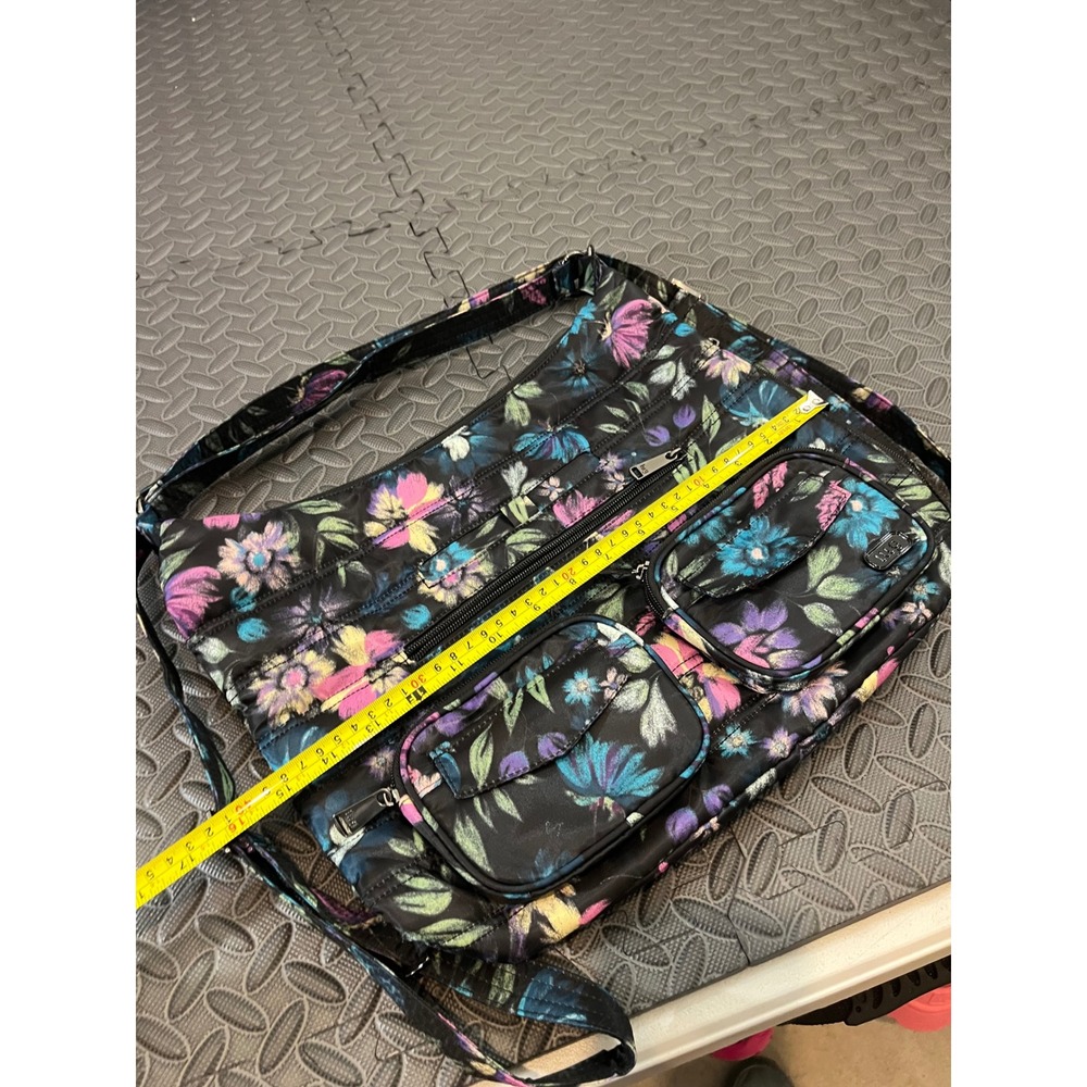 LUG Zipliner Convertible Hobo Bag Bloom Black Floral Purse Travel Shoulder Bag - Picture 13 of 13